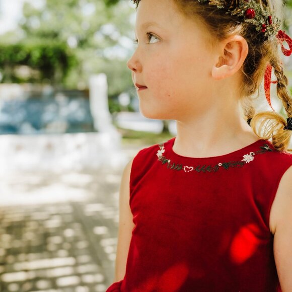 NWT Girls Love & Grow Clothing Red Velvet Holiday Tulle Dress Bloomers Set sz 7 - Picture 6 of 11